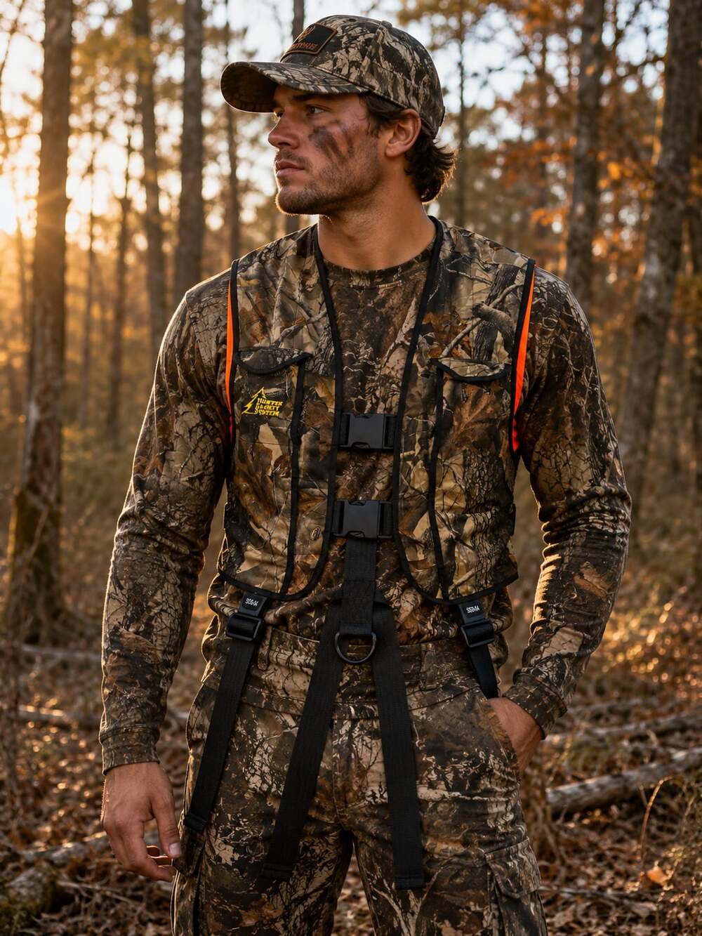 Hunter Safety System Full-Body Camo Hunting Treestand Safety Harness Vest, Realt